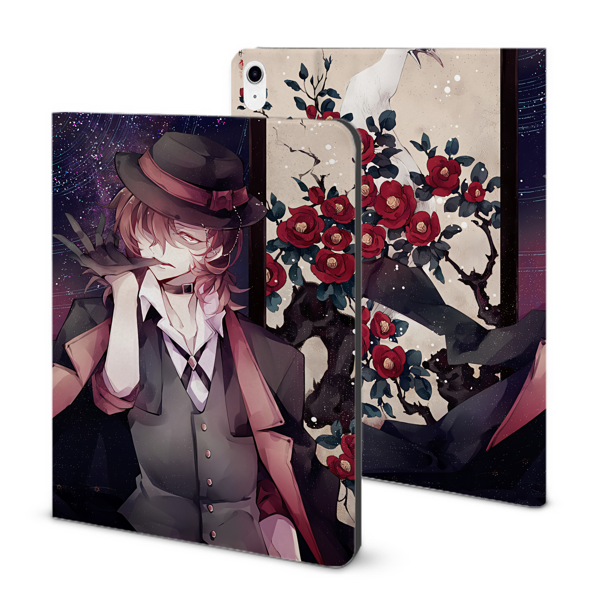 （画像用） 文豪ストレイドッグス Bungo Stray Dogs IPad ケース ブック型 PUレザー TPU 耐衝撃 軽量 薄型 ペン収納なし 全面保護 IPad 各モデル対応